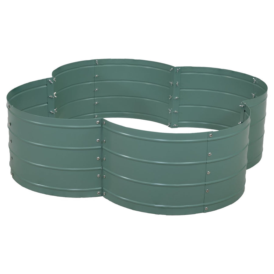 Sunnydaze 4-Leaf Clover-Shaped Galvanized Steel Raised Planter Bed - Green Image 1