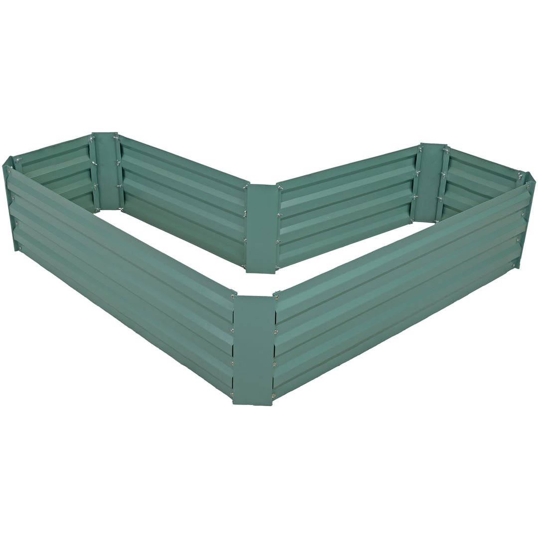 Sunnydaze Galvanized Steel L-Shaped Raised Garden Bed - Green Image 1