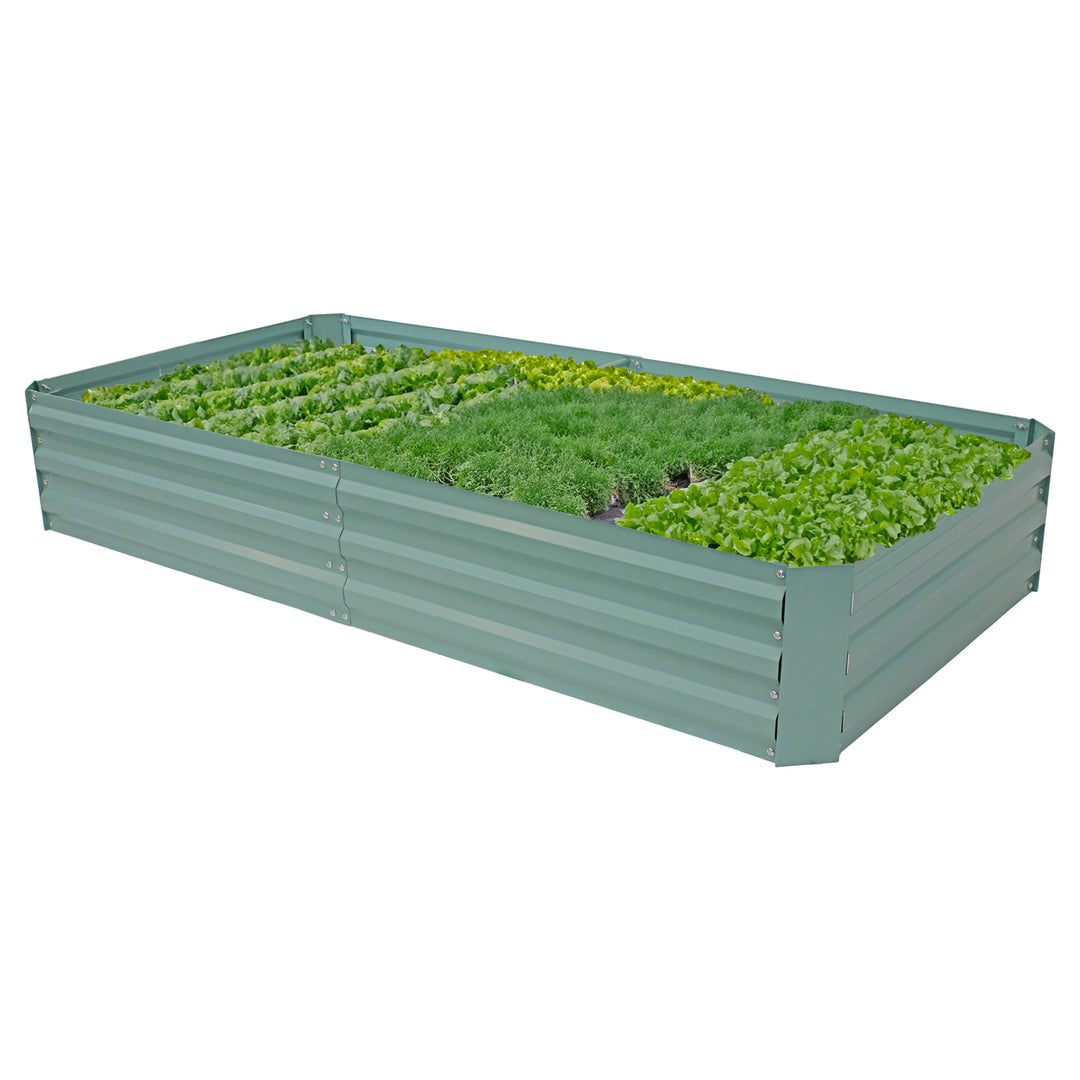 Sunnydaze Galvanized Steel Rectangle Raised Garden Bed - 4 x 8 - Green Image 4