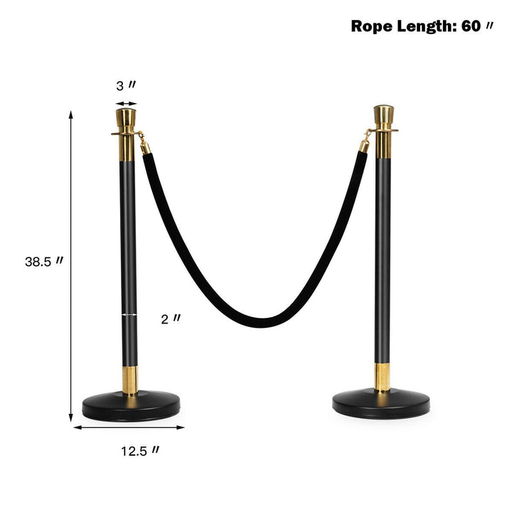 6Pcs Stanchion Posts Queue Pole Retractable 3 Velvet Ropes Crowd Control Barrier Image 2