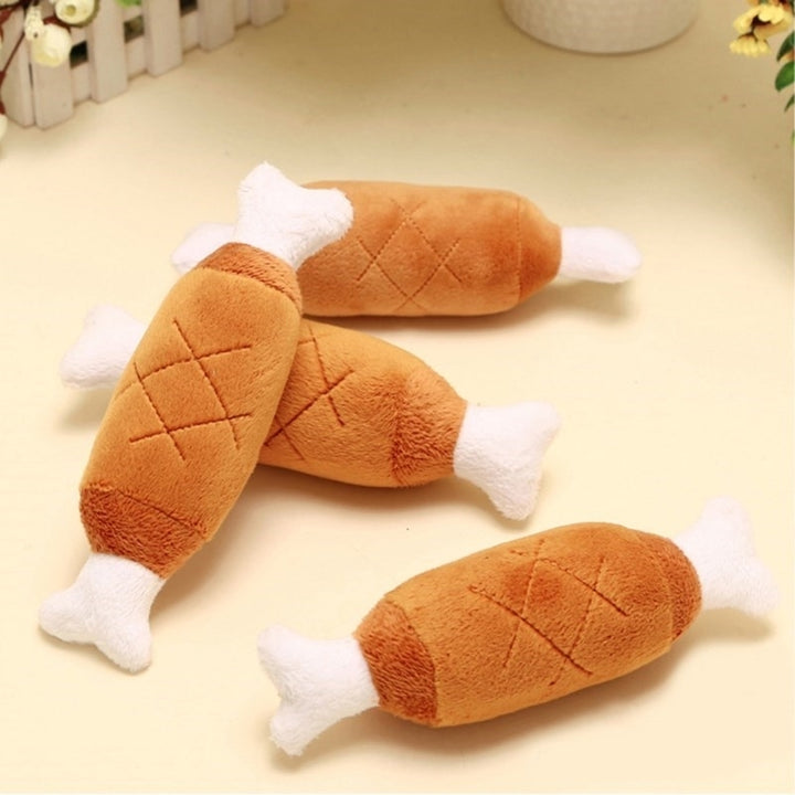 Soft Fleece Chicken Leg Dog Toy Interactive Squeak Outdoor Training Supplies Image 5