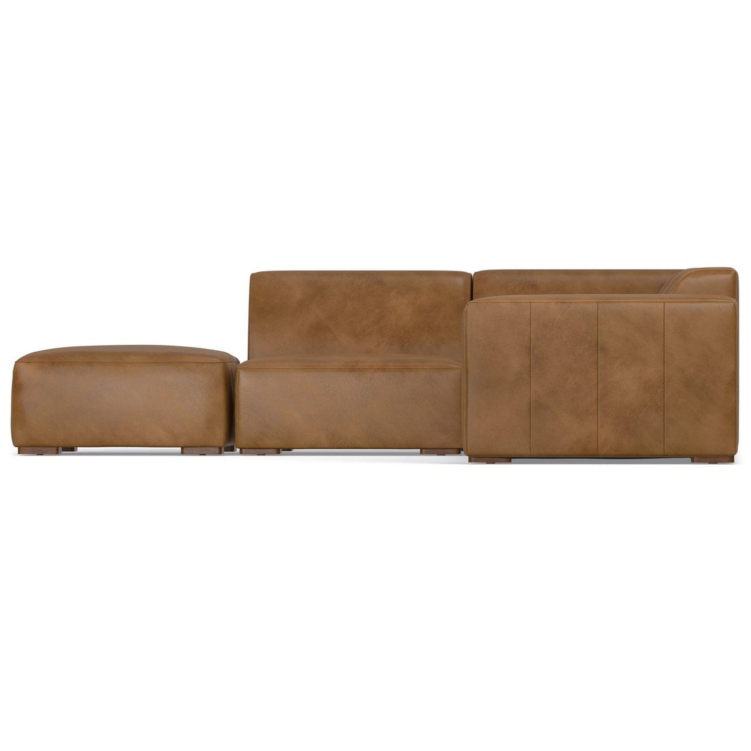 Rex Left Sectional Sofa and Ottoman Genuine Leather L-Shaped 2-Piece Set Image 9