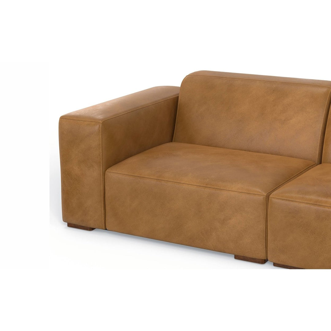 Rex Corner Sectional Sofa Genuine Leather L-Shaped Couch Seats 5 Modular Design Image 11