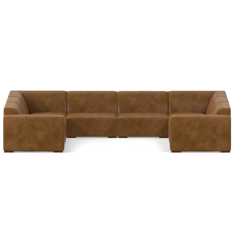 Rex U-Shaped Sectional Sofa Genuine Leather Medium Firmness Seats 8 People Image 1