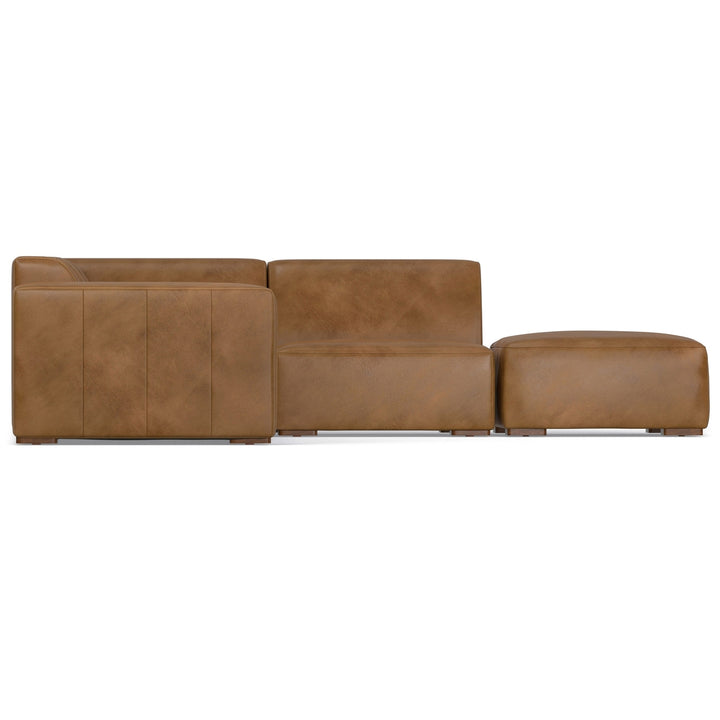 Rex Right Sectional Sofa Set Genuine Leather with Ottoman L-Shaped Couch 2-Piece Image 7