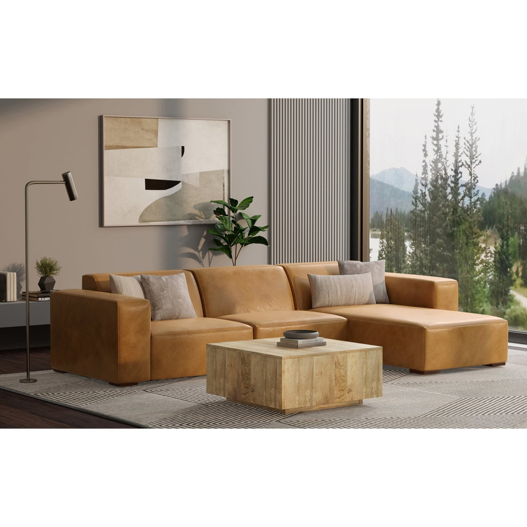 Rex 2 Seater Genuine Leather Sofa Right Chaise Modular Sectional Couch Image 3