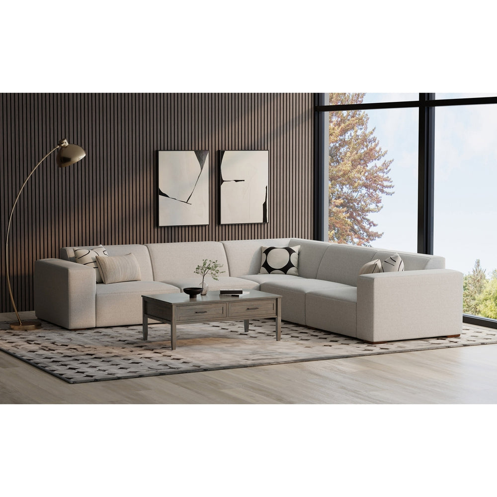 Rex Corner Sectional Modular Sofa Performance Fabric L-Shaped Couch for 5 Image 2