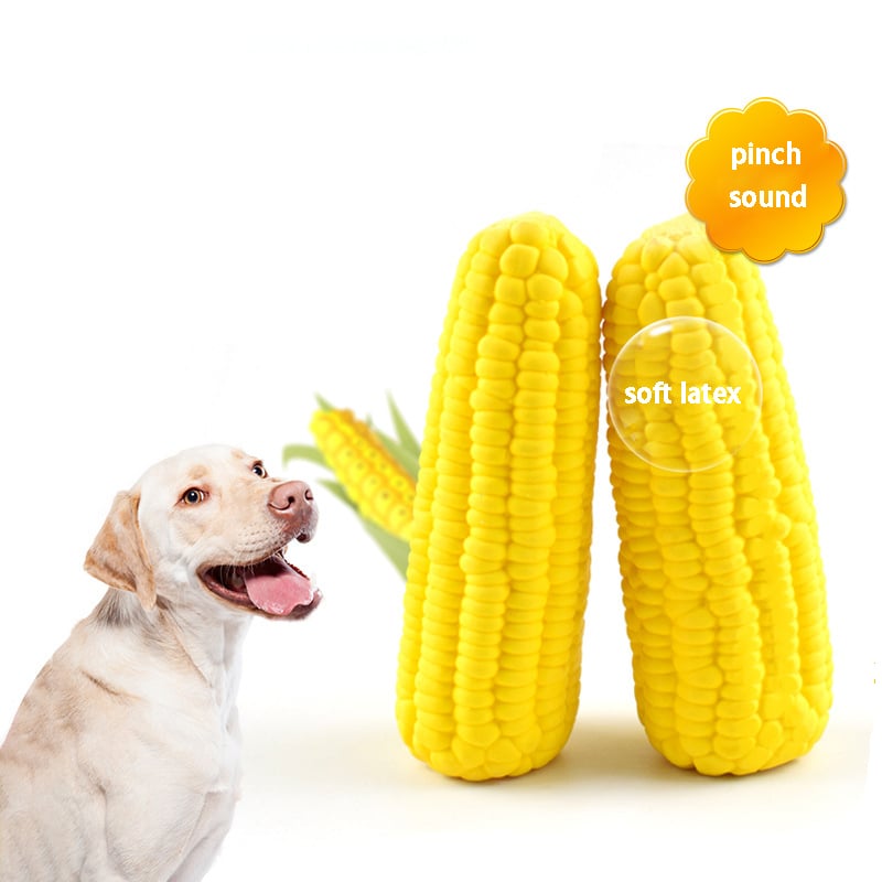 Corn Shape Puppy Squeaky Toy for Small Dogs Yellow Bite Resistant Pet Supplies Image 1