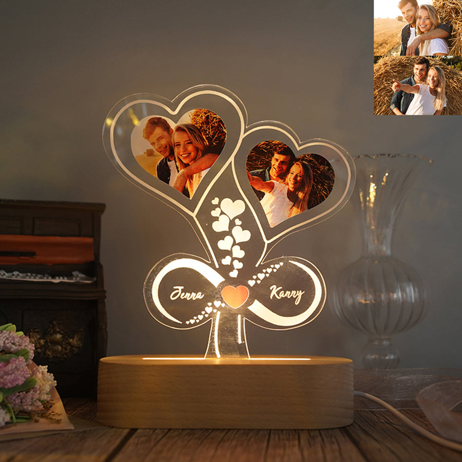 Custom Photo Night Light Engraved 3D Lamp With Photo Engagement Gift Couple Personalized Bedroom Image 1