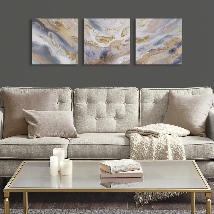 Gracie Mills Ariel Glitter and Gold Foil Abstract Triptych 3-piece Canvas Wall Art Set - GRACE-15515 Image 3