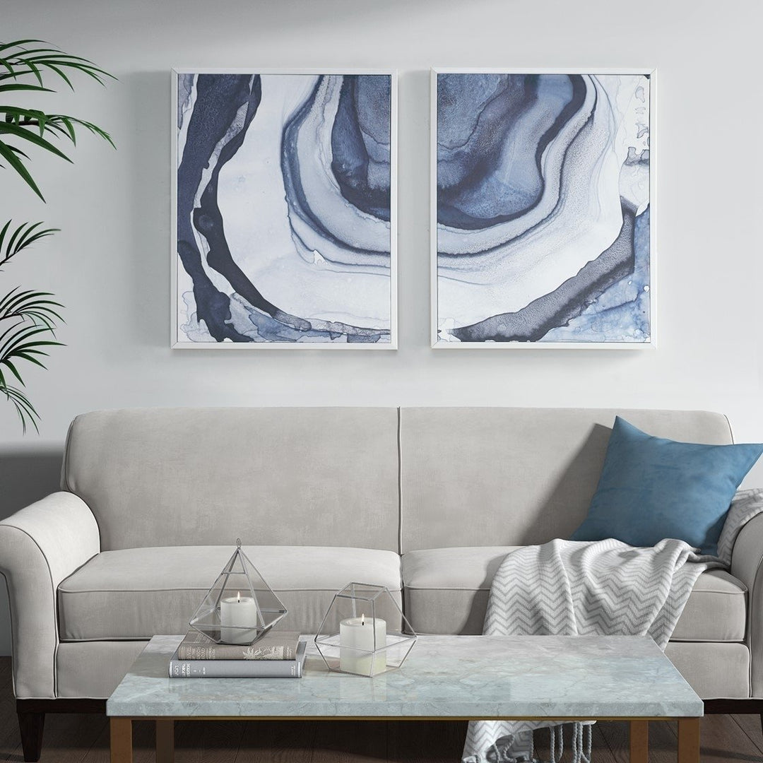 Gracie Mills Luther 2-Piece Blue Abstract Diptych Framed Canvas Set - GRACE-9271 Image 4