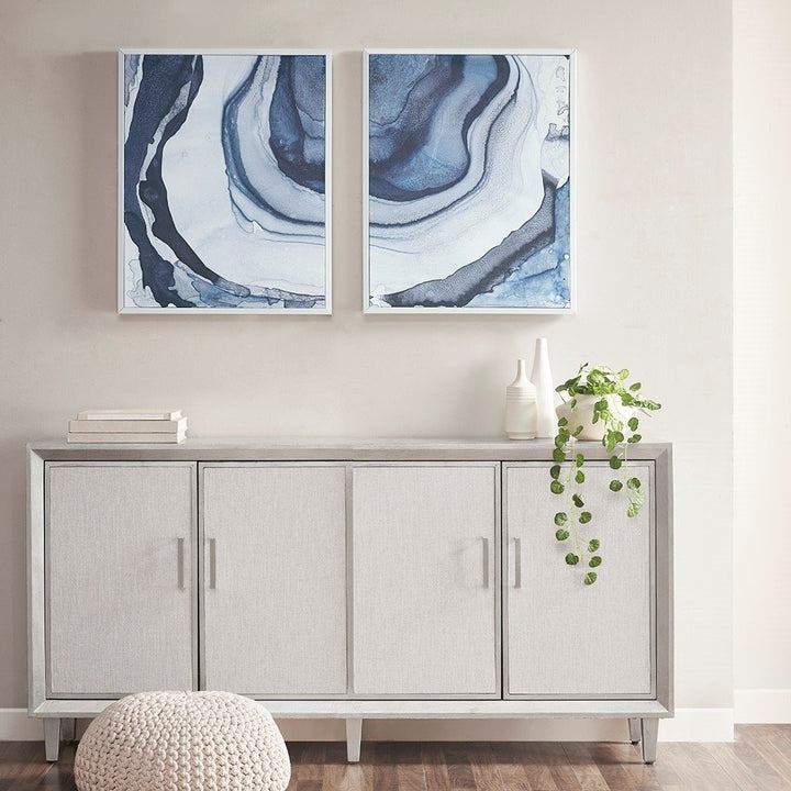 Gracie Mills Luther 2-Piece Blue Abstract Diptych Framed Canvas Set - GRACE-9271 Image 5