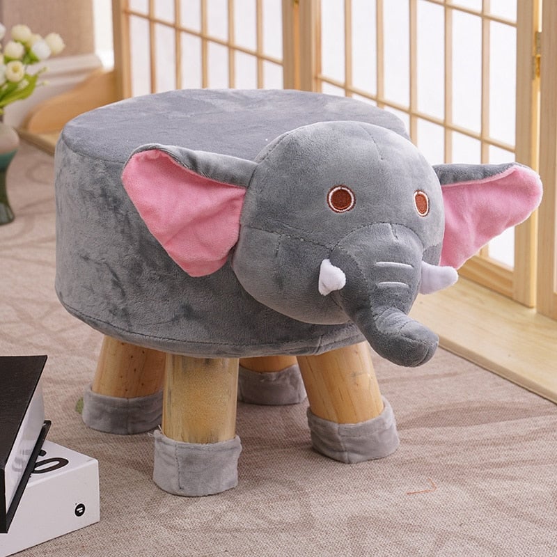 Stool Solid Wood Home Animal Stool Creative Shoe Bench Round Stool Sofa Stool Children Stool Cartoon Small Bench Image 1