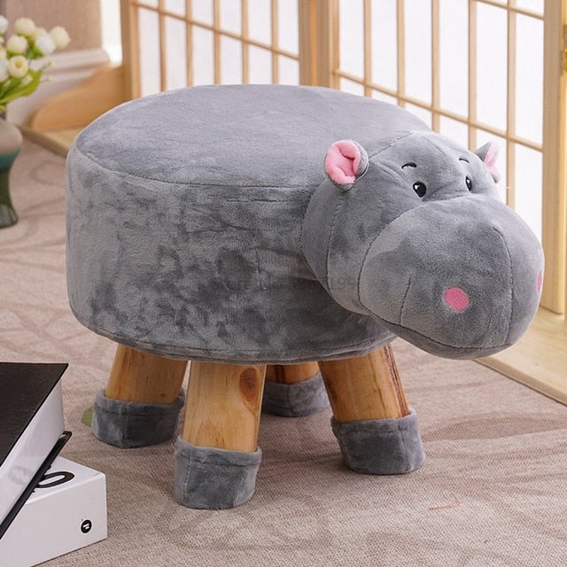 Stool Solid Wood Home Animal Stool Creative Shoe Bench Round Stool Sofa Stool Children Stool Cartoon Small Bench Image 4