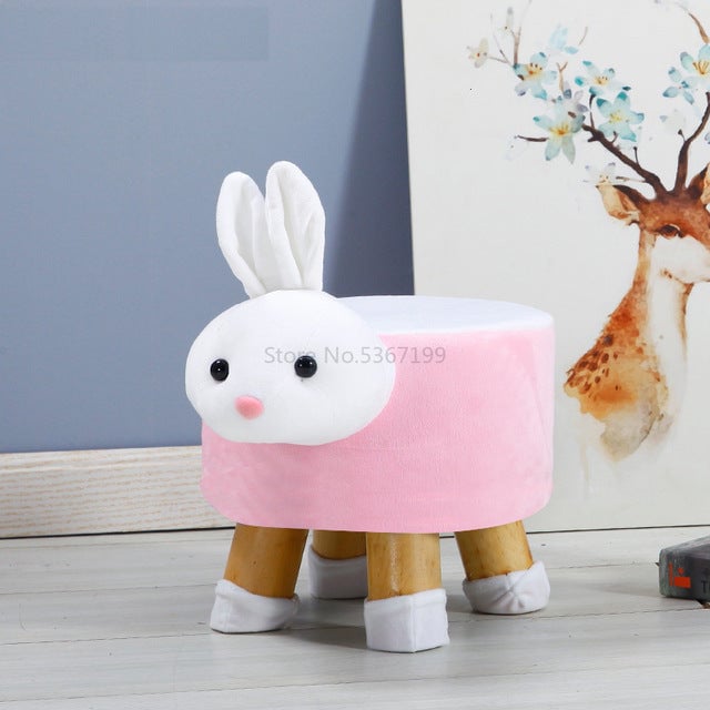 Stool Solid Wood Home Animal Stool Creative Shoe Bench Round Stool Sofa Stool Children Stool Cartoon Small Bench Image 5