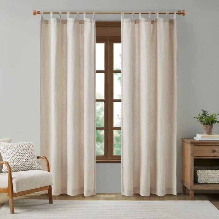 Gracie Mills Seraphine Faux Linen Tab Top Curtain Panel with Fleece Lining - GRACE-14296 Image 3