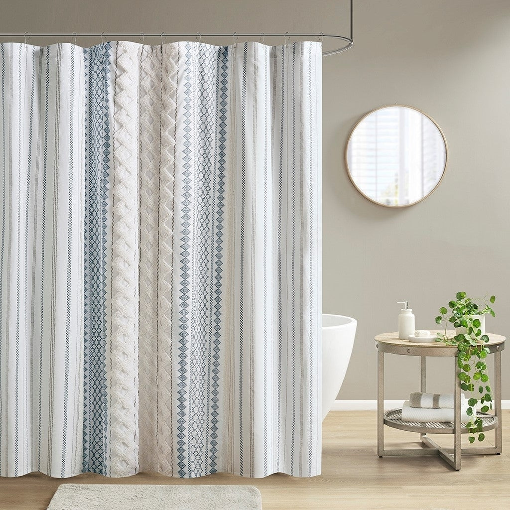 Gracie Mill s Alto Cotton Printed Shower Curtain with Chenille - GRACE-13523 Image 4