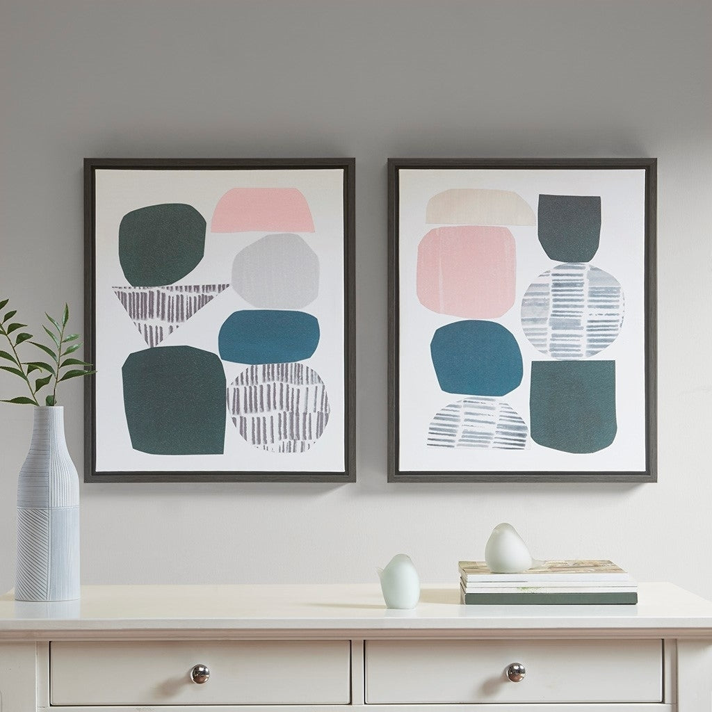 Gracie Mills Khan 2-Piece Abstract Geometric Framed Canvas Set - GRACE-9745 Image 4