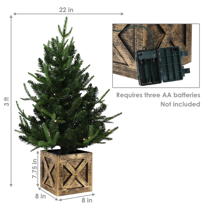 Sunnydaze Farmhouse Indoor Pre-Lit Artificial Christmas Tree - 3 ft Image 4