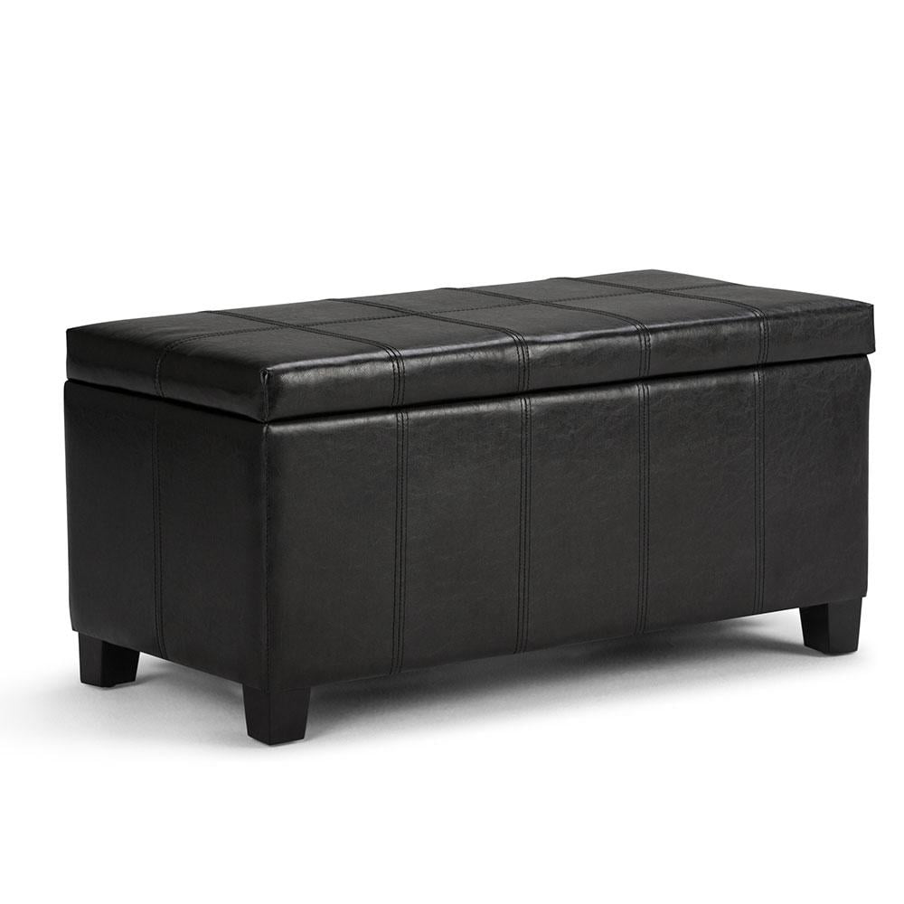 Dover Storage Ottoman Vegan Leather 36x18 Entryway Living Room Storage Furniture Image 2