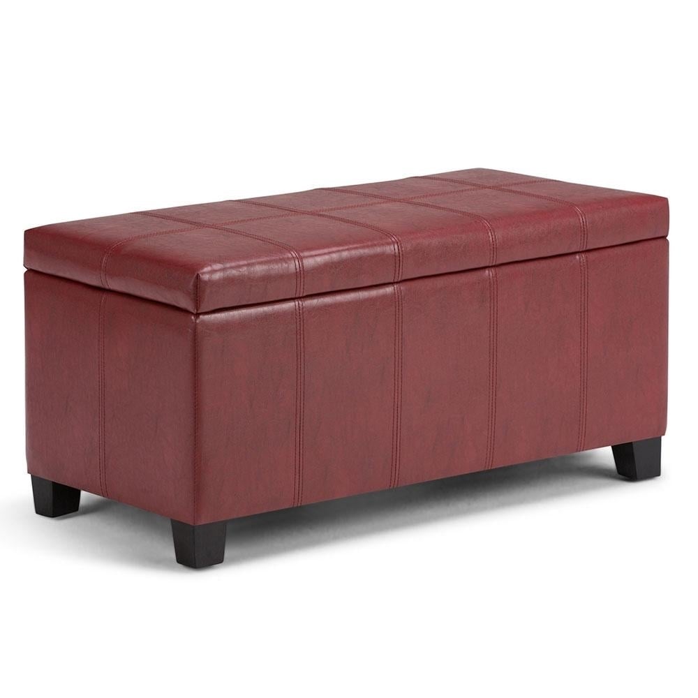 Dover Storage Ottoman Vegan Leather 36x18 Entryway Living Room Storage Furniture Image 4