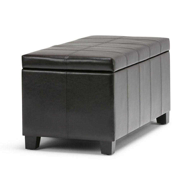 Dover Storage Ottoman Vegan Leather 36x18 Entryway Living Room Storage Furniture Image 11