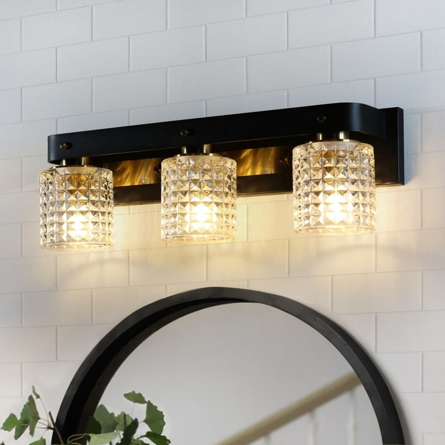 ES-DIY 3-Light LED Lights for Bathroom, Dimmable Matte Black Vanity Light,Bathroom Light Fixtures Over Mirror Image 1