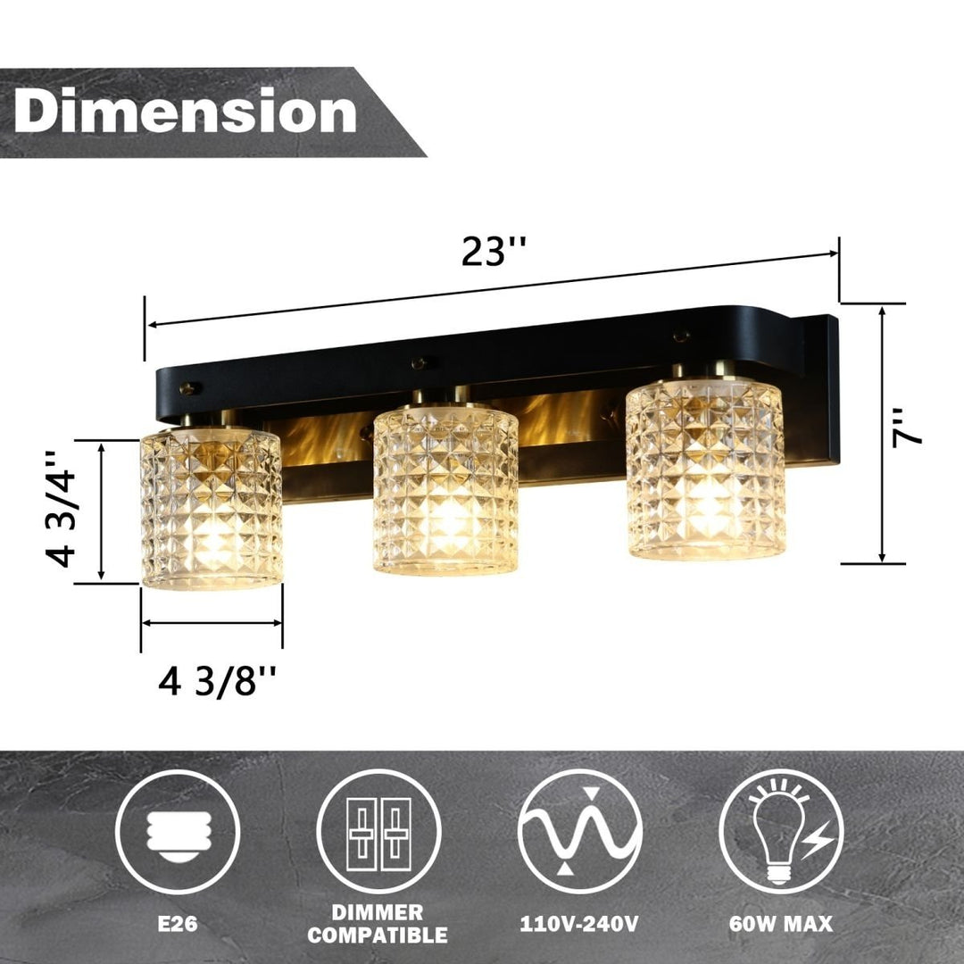 ES-DIY 3-Light LED Lights for Bathroom, Dimmable Matte Black Vanity Light,Bathroom Light Fixtures Over Mirror Image 3