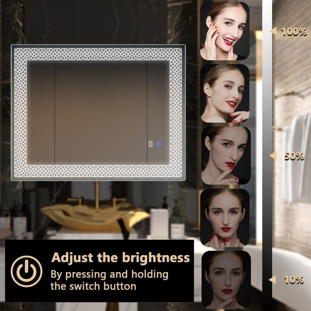 ES-DIY 28X36 LED Bathroom Mirror Anti-Fog Dimmable Vanity Mirror Wall Mounted Image 7