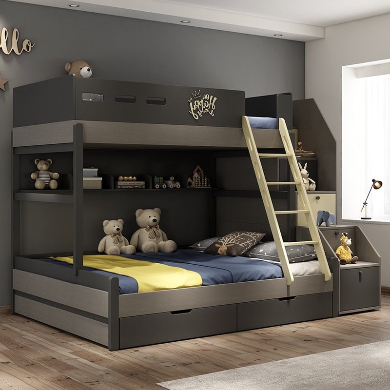 Nordic child bed combination modern minimalist children go to bed multi-functional high and low bunk bed Image 1