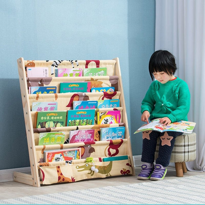 solid wood bookcase easy install book shelf kids picture book rack living room home office furniture toy shelf Image 1