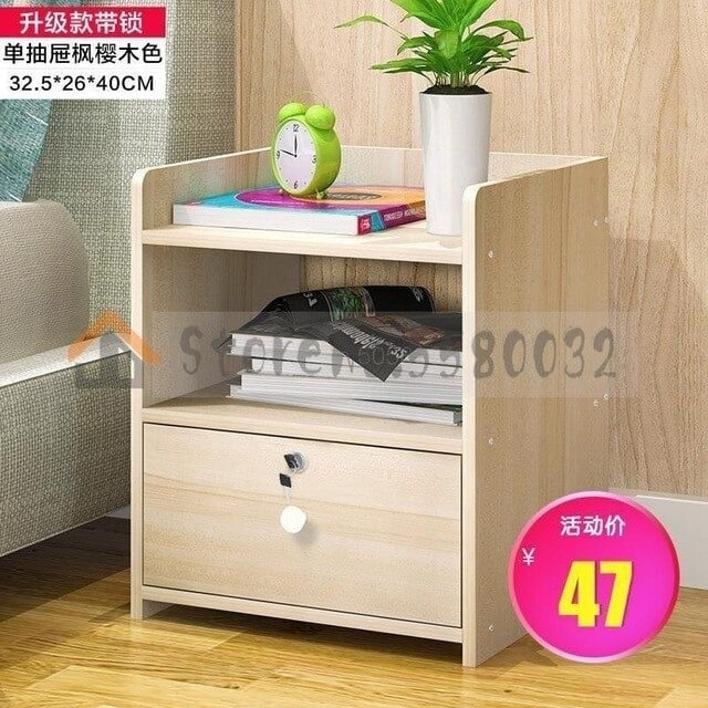 Simple bedside table shelf bedside storage small cabinet simple bedroom bedside storage cabinet multifunctional Image 2