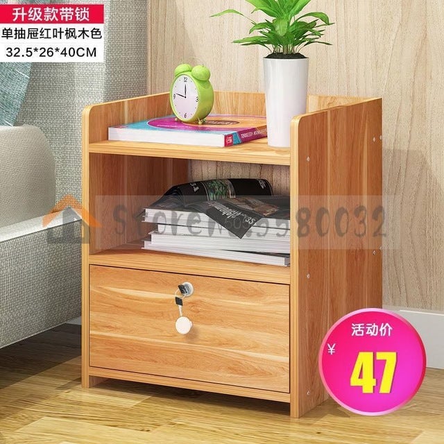 Simple bedside table shelf bedside storage small cabinet simple bedroom bedside storage cabinet multifunctional Image 3