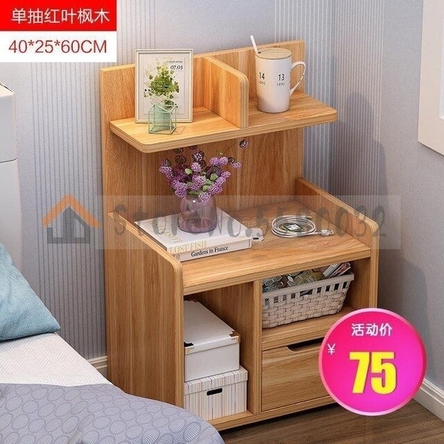 Simple bedside table shelf bedside storage small cabinet simple bedroom bedside storage cabinet multifunctional Image 4