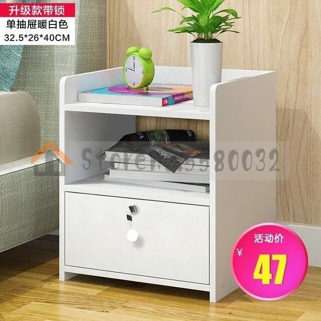 Simple bedside table shelf bedside storage small cabinet simple bedroom bedside storage cabinet multifunctional Image 5