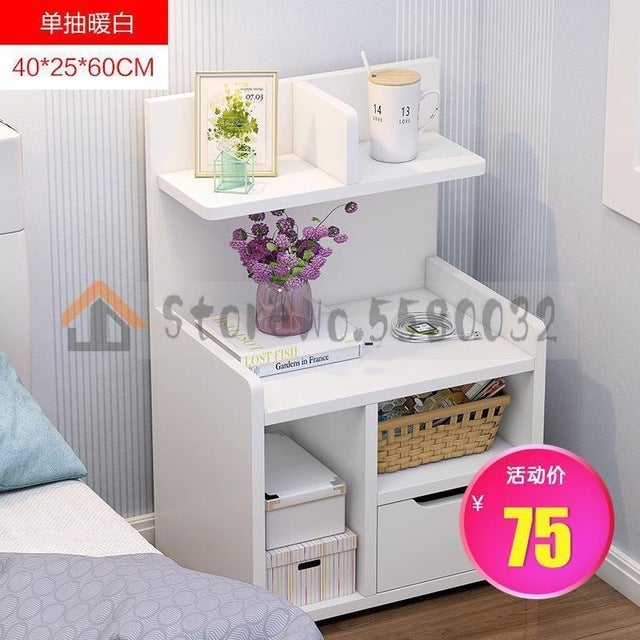 Simple bedside table shelf bedside storage small cabinet simple bedroom bedside storage cabinet multifunctional Image 6