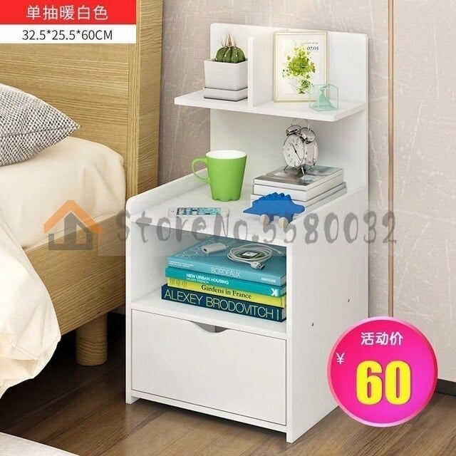 Simple bedside table shelf bedside storage small cabinet simple bedroom bedside storage cabinet multifunctional Image 8