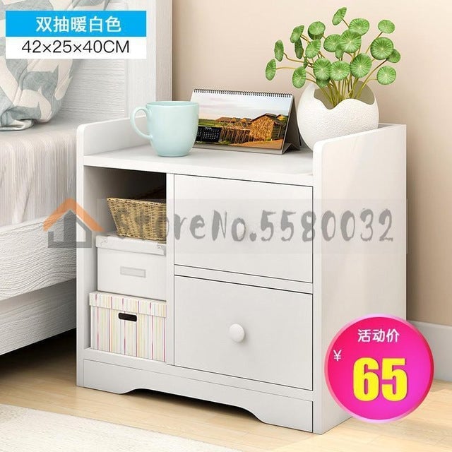 Simple bedside table shelf bedside storage small cabinet simple bedroom bedside storage cabinet multifunctional Image 9