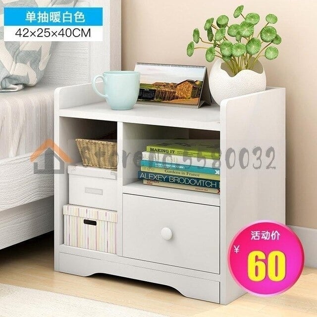 Simple bedside table shelf bedside storage small cabinet simple bedroom bedside storage cabinet multifunctional Image 10