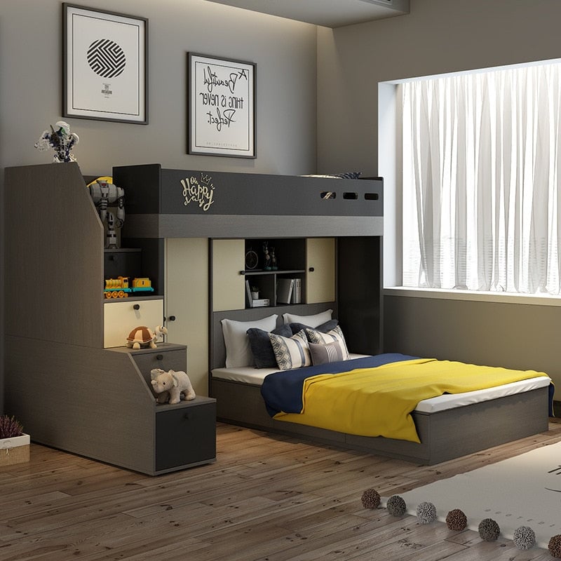 Nordic multi-functional mother bed modern minimalist high box wardrobe bed under the bed bunk bed Image 1