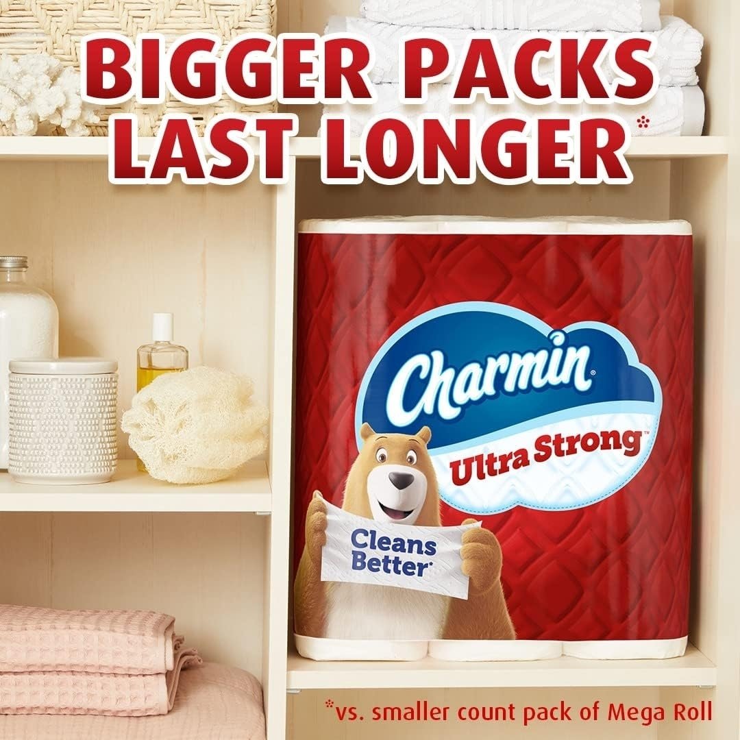 Charmin Toilet Paper, Ultra Strong, 24 Mega Rolls = 96 Regular Rolls, 242 Sheets Per Roll Image 4