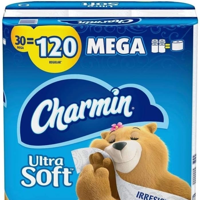 Charmin Ultra Soft Bathroom Tissue (30 Mega Rolls = 120 Regular Rolls) Toilet Paper Image 1