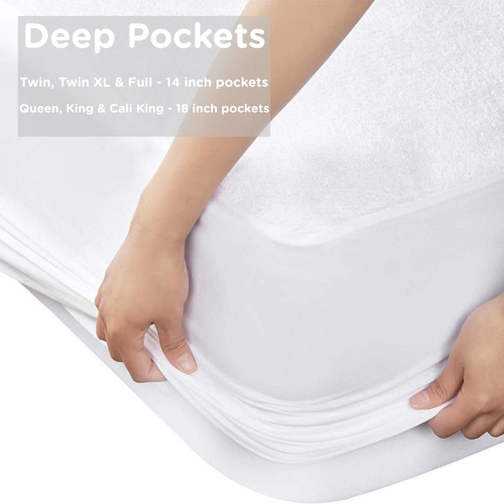 100% Cotton Waterproof Mattress Protector Soft Cooling Deep Pockets 19 Inches Image 3