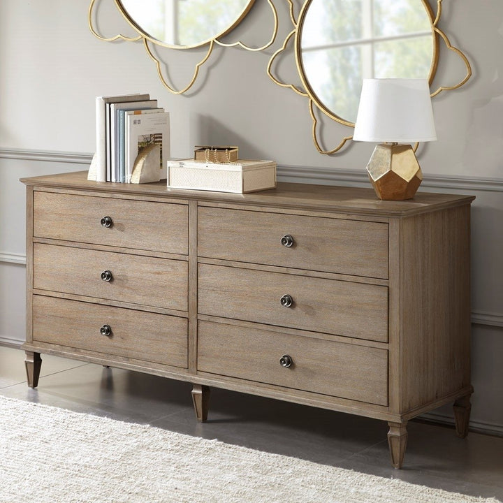 Gracie Mills Bolton 6-Drawer Dresser Grey Wire-Brushed Finish GRACE-8032 Image 4