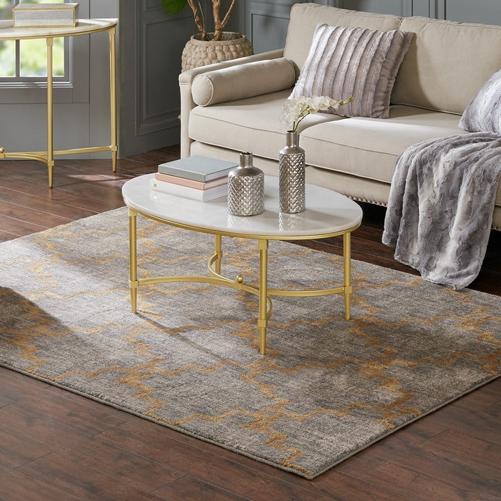 Gracie Mills Marlee Sophisticated Marble Coffee Table with Gold Legs - Assembly Required - GRACE-8614 Image 4