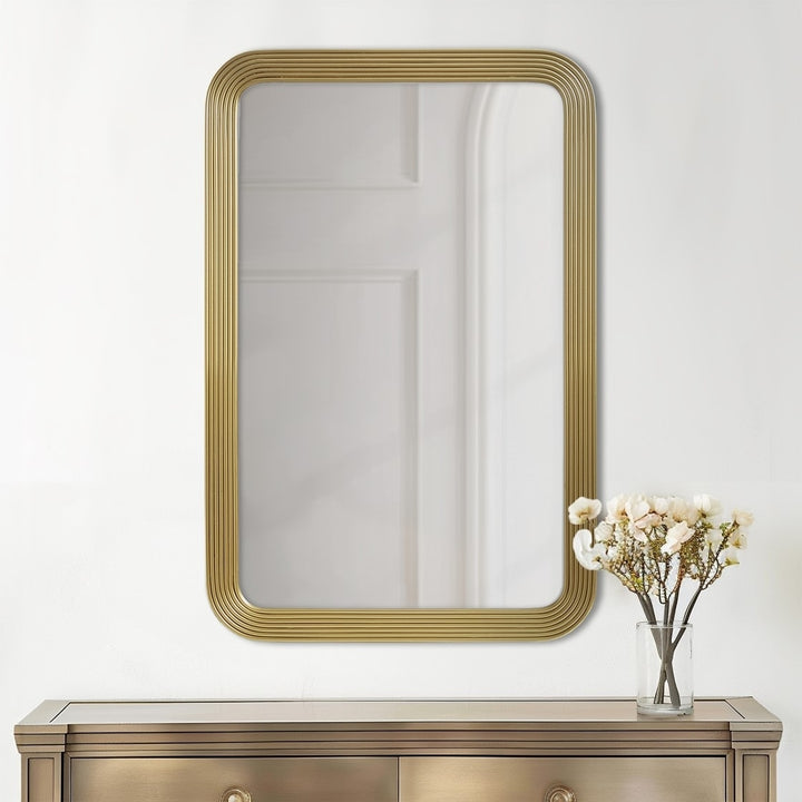 Gracie Mills Lyon Rectangle Metal Frame Fluted Wall Mirror Antique Gold GRACE-15856 Image 5