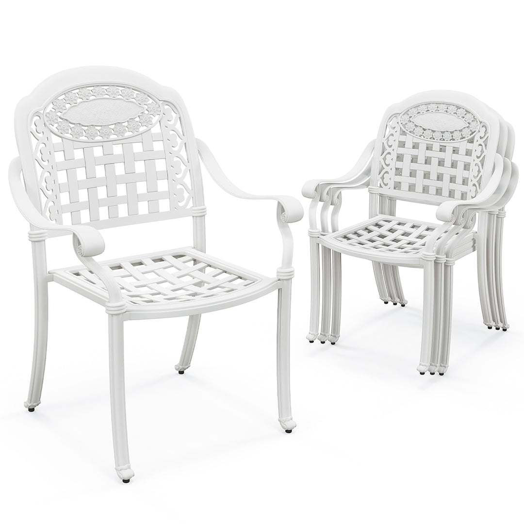 4 Pieces Cast aluminum patio chair bistro dining chair outdoor cast aluminum chair Image 1