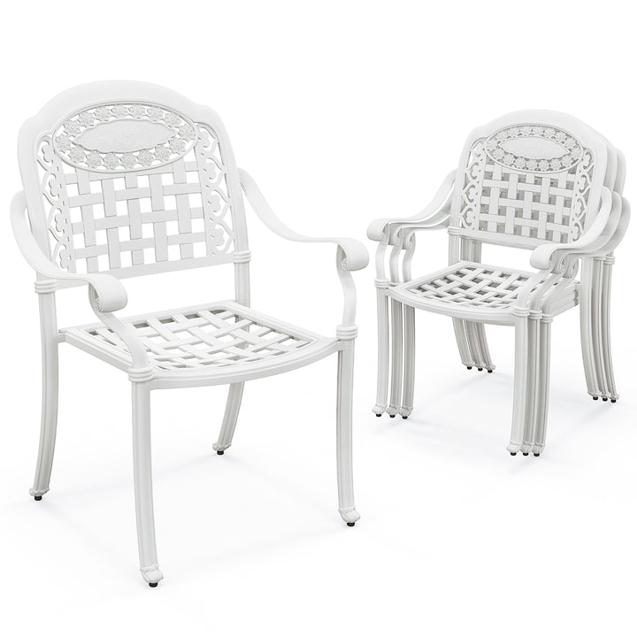 4 Pieces Cast aluminum patio chair bistro dining chair outdoor cast aluminum chair Image 1