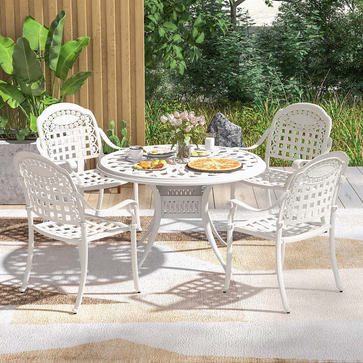 4 Pieces Cast aluminum patio chair bistro dining chair outdoor cast aluminum chair Image 2