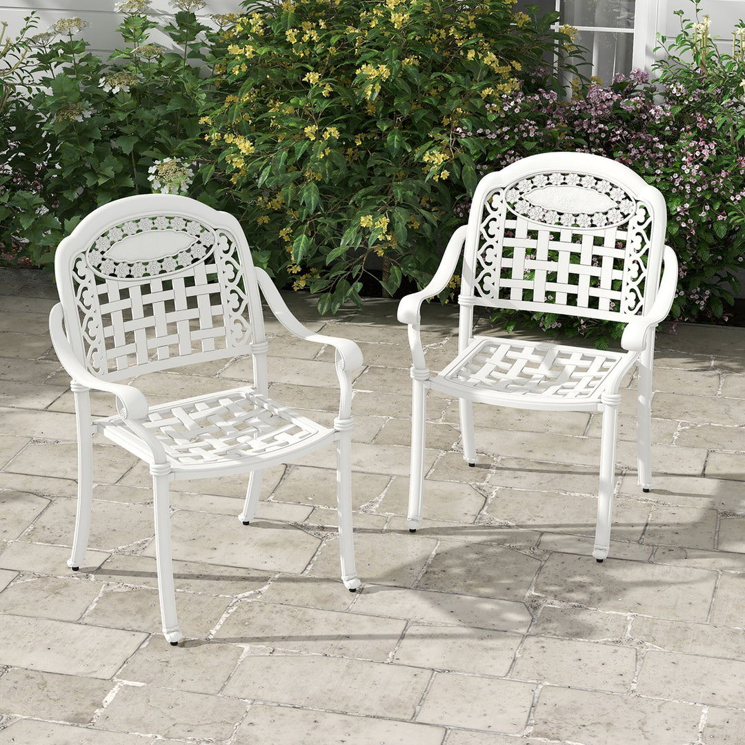 4 Pieces Cast aluminum patio chair bistro dining chair outdoor cast aluminum chair Image 4